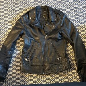 Bernardo black leather moto jacket
